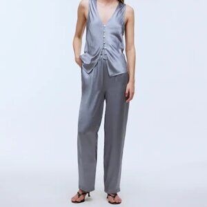 Blue-grey Madewell Satin Pants Size Large